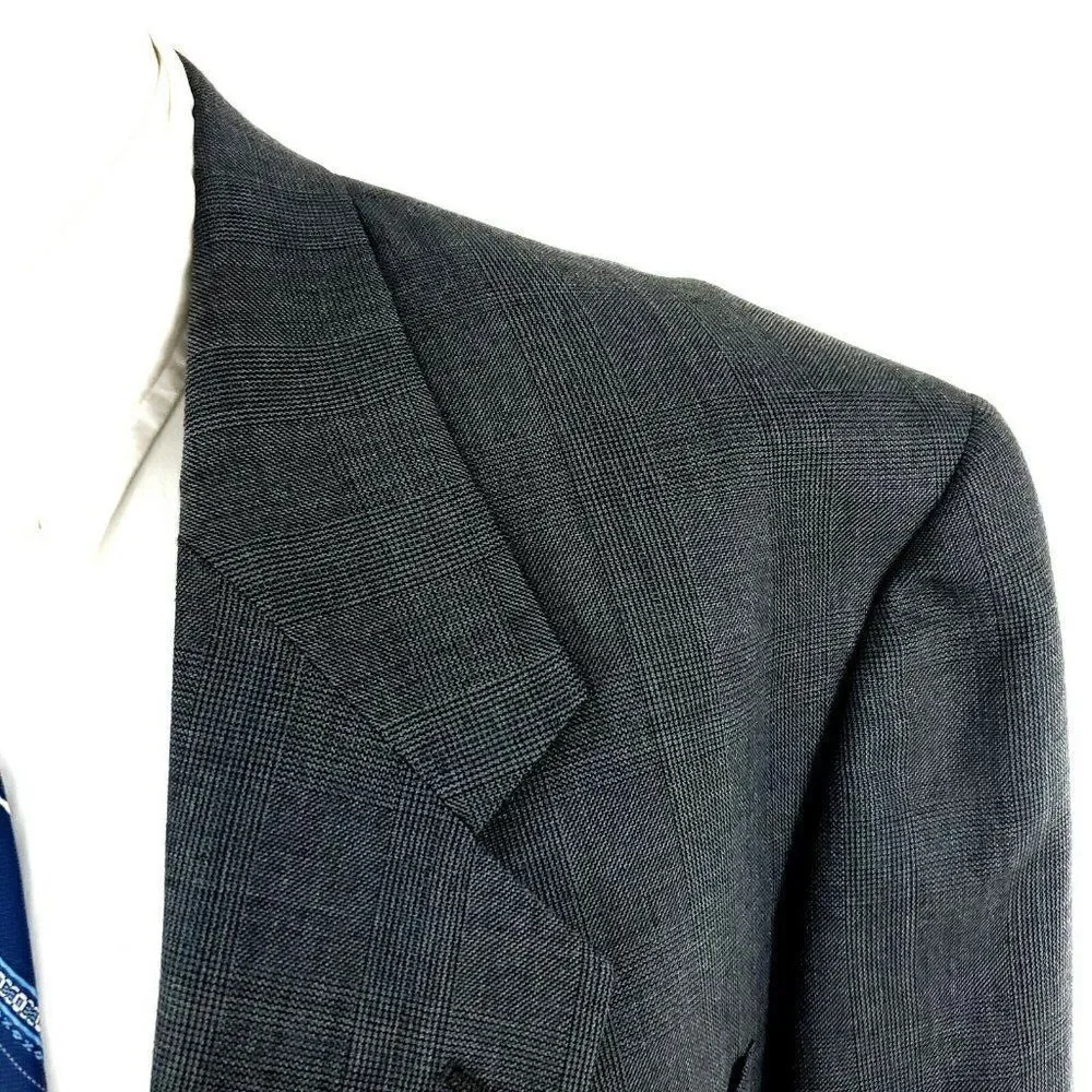 Hart Schaffner Marx 44L 2 Button Glen Check Wool‎